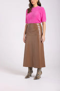 Two T's Faux Leather Midi Skirt Style 3080