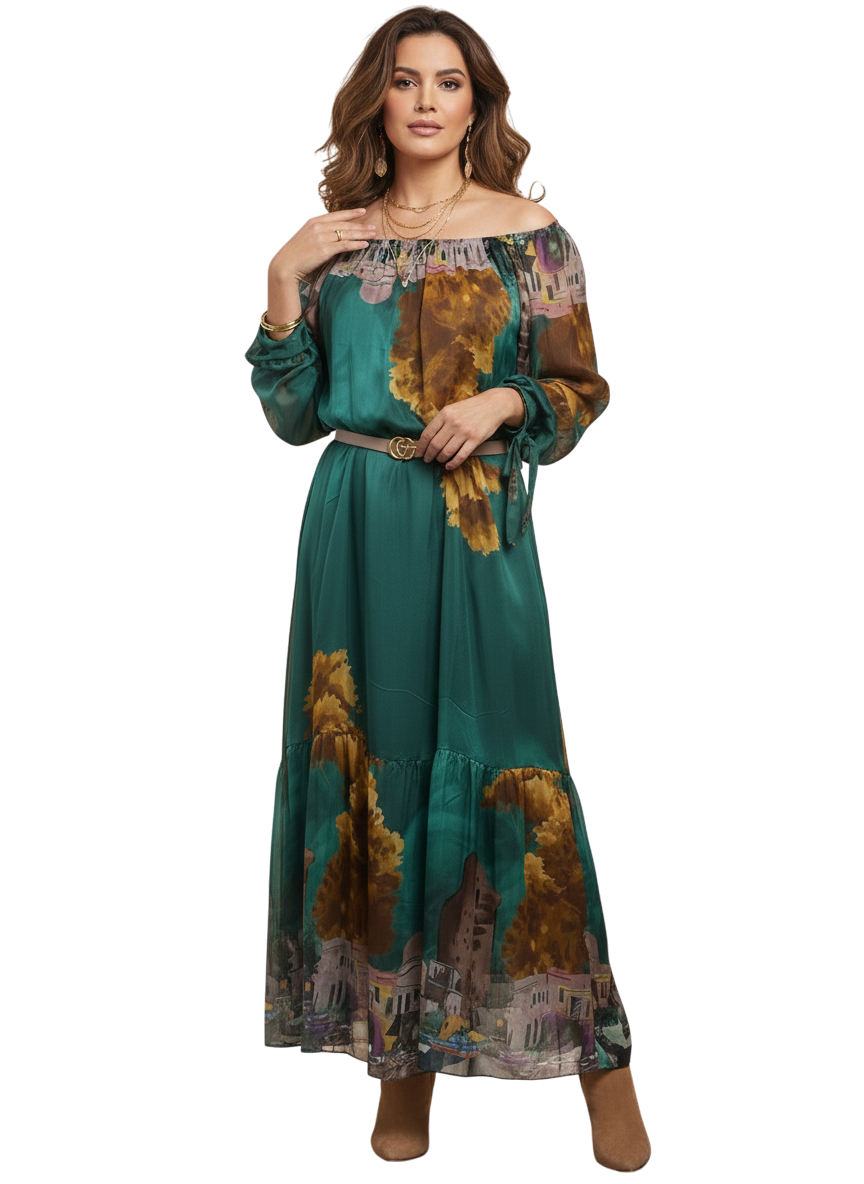 Ameise Loreta Emerald Silk Mix Dress