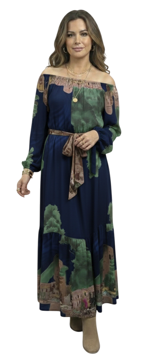 Ameise Loreta Navy Silk Mix Dress