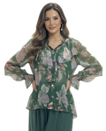 Fabuler Charm Silk Top in Green