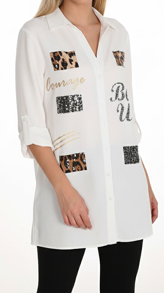 Frank Lyman Casual V-neck Long Sleeve Top Style 253824